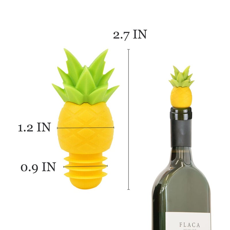 DIMROM 4 Pcs Reusable Pineapple Wine Stoppers - Flexible Silicone Funny Wine Stopper Funny Set for Bottled Drinks to Prevent Spilling, Bottle Stoppers for Glass Bottles with Tight Fixation & Pineapple Design - Image 2